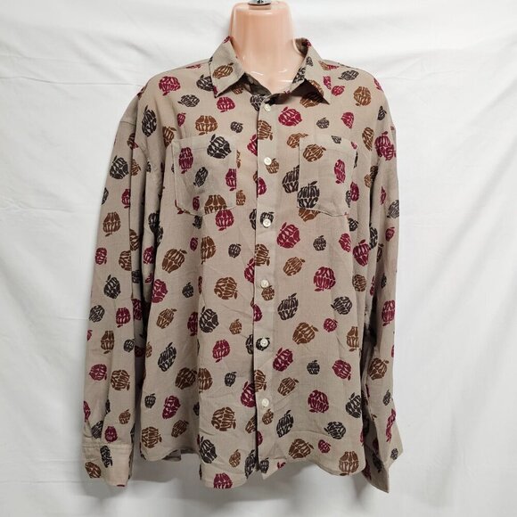 X-Girl Big Apple Women Top Blouse Shirt Size M Beige Chiffon Button Up Long Slee - Picture 10 of 14